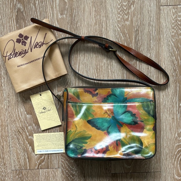 Patricia Nash Handbags - New! Patricia Nash watercolor butterfly Vallata crossbody bag, genuine leather